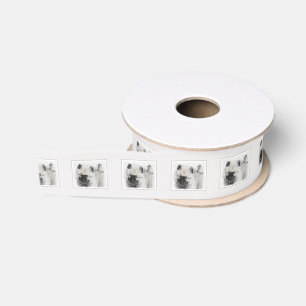Keeshond Puppy Drawing - Cute Original Dog Art Grosgrain Ribbon