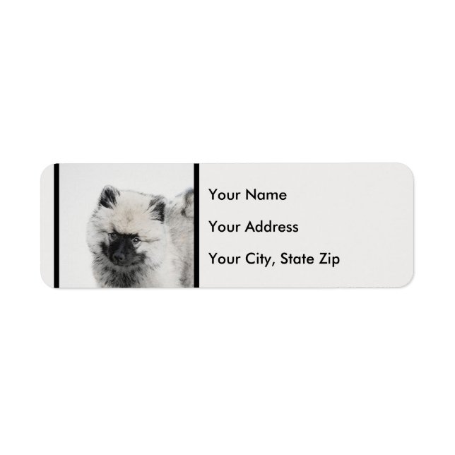 Keeshond Puppy Drawing - Cute Original Dog Art Label (Front)