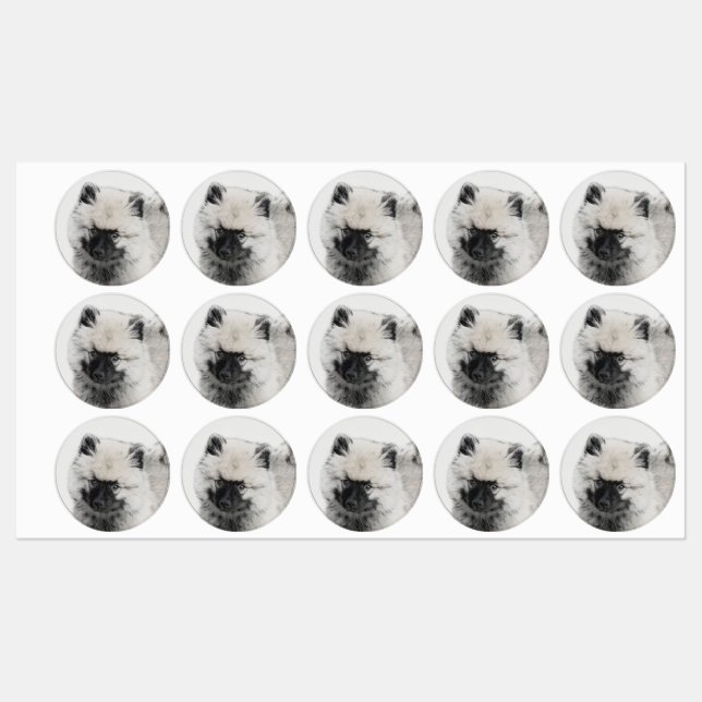 Keeshond Puppy Drawing - Cute Original Dog Art Labels (Sheet)