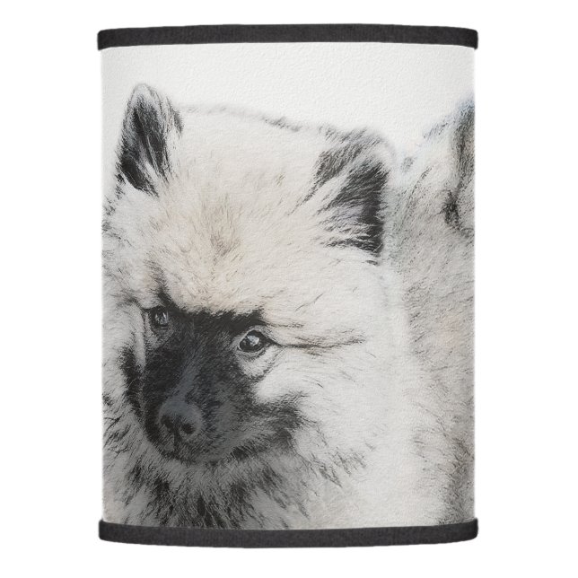 Keeshond Puppy Drawing - Cute Original Dog Art Lamp Shade (Front)