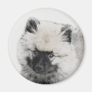 Keeshond Puppy Drawing - Cute Original Dog Art Magnet