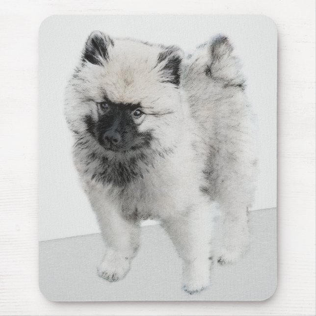 Keeshond Puppy Drawing - Cute Original Dog Art Mouse Pad (Front)
