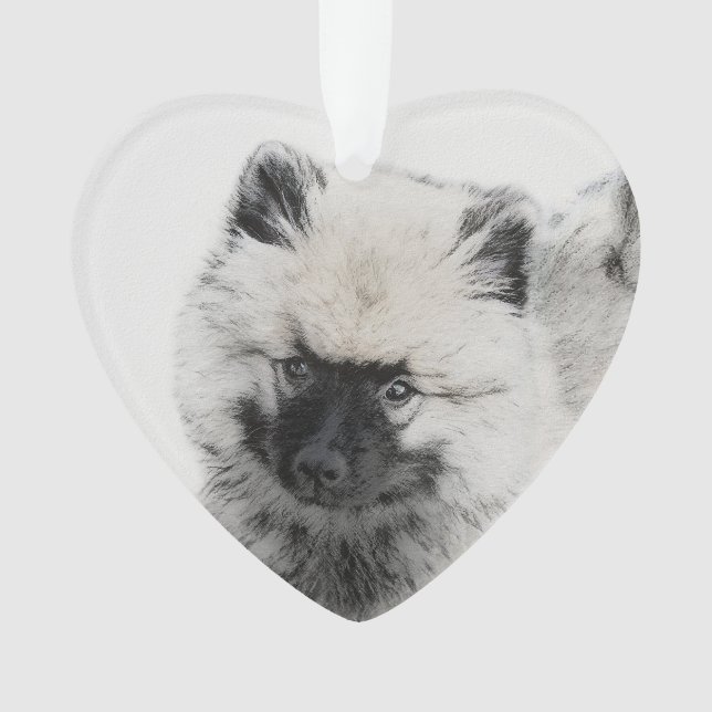 Keeshond Puppy Drawing - Cute Original Dog Art Ornament (Front)
