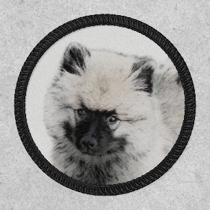 Keeshond Puppy Drawing - Cute Original Dog Art Patch