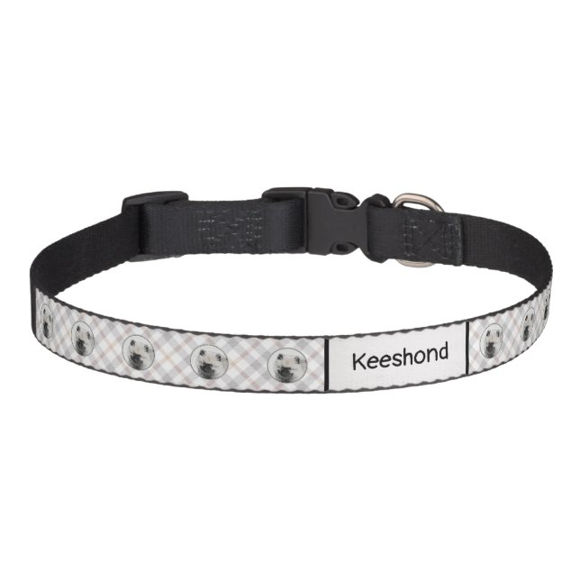Keeshond Puppy Drawing - Cute Original Dog Art Pet Collar (Front)