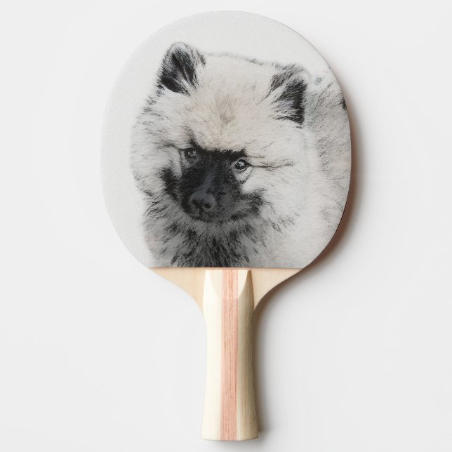 Keeshond Puppy Drawing - Cute Original Dog Art Ping Pong Paddle (Front)