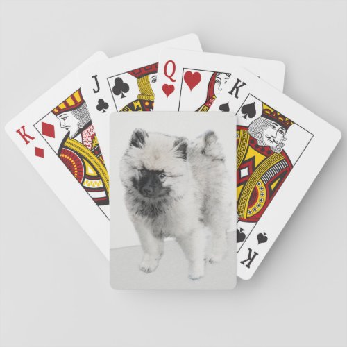 Keeshond Puppy Drawing _ Cute Original Dog Art Playing Cards