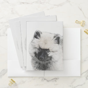 Keeshond Puppy Drawing - Cute Original Dog Art Pocket Folder
