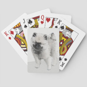 Keeshond Puppy Drawing - Cute Original Dog Art Poker Cards