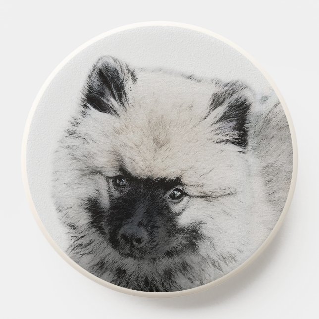 Keeshond Puppy Drawing - Cute Original Dog Art PopSocket (Popsocket)