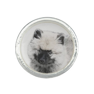 Keeshond Puppy Drawing - Cute Original Dog Art Ring
