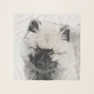 Keeshond Puppy Drawing - Cute Original Dog Art Scarf