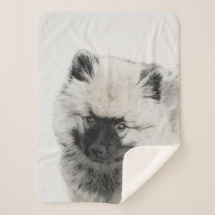 Keeshond Puppy Drawing - Cute Original Dog Art Sherpa Blanket