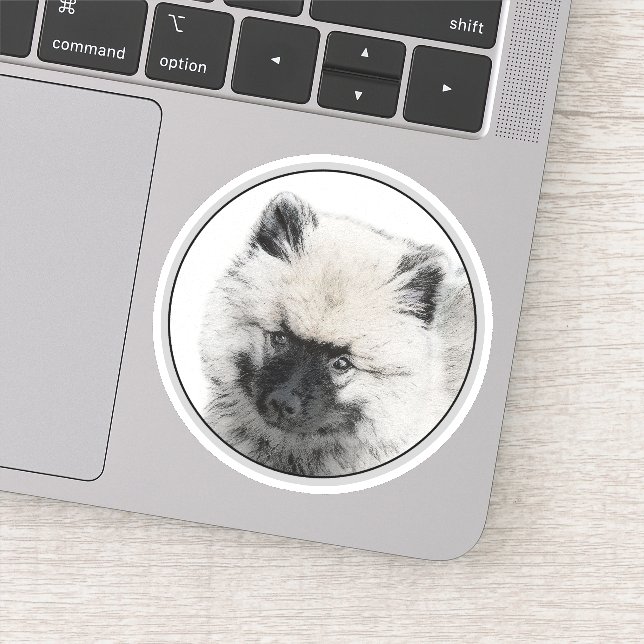 Keeshond Puppy Drawing - Cute Original Dog Art Sticker (Detail)