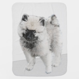 Keeshond Puppy Drawing - Cute Original Dog Art Stroller Blanket