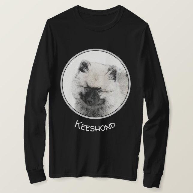 Keeshond Puppy Drawing - Cute Original Dog Art T-Shirt (Design Front)