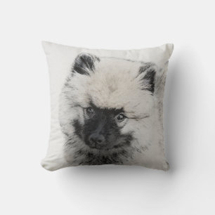 Keeshond Puppy Drawing - Cute Original Dog Art Throw Pillow