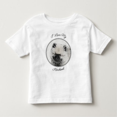 Keeshond Puppy Drawing _ Cute Original Dog Art Toddler T_shirt