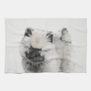 Keeshond Puppy Drawing - Cute Original Dog Art Towel