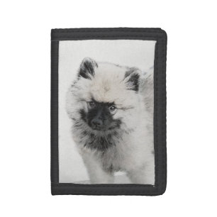 Keeshond Puppy Drawing - Cute Original Dog Art Trifold Wallet