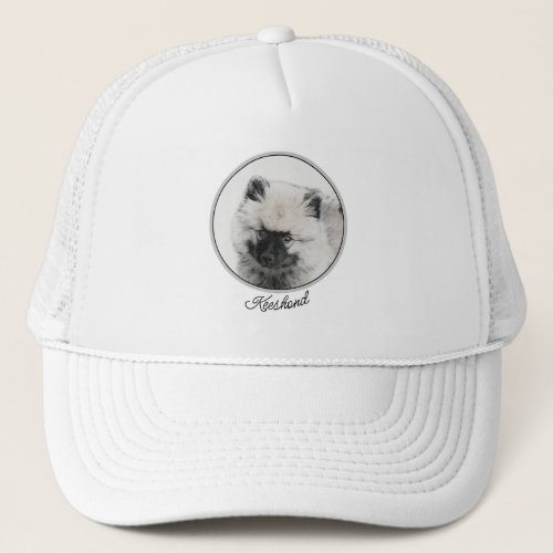Keeshond Puppy Drawing _ Cute Original Dog Art Trucker Hat