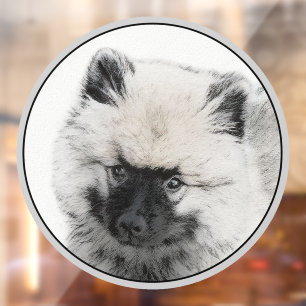 Keeshond Puppy Drawing - Cute Original Dog Art Window Cling