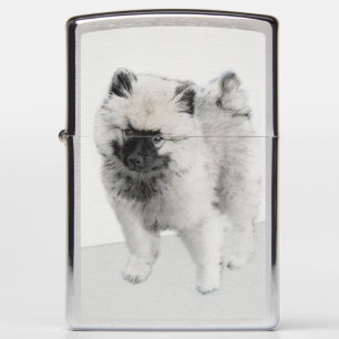 Keeshond Puppy Drawing - Cute Original Dog Art Zippo Lighter