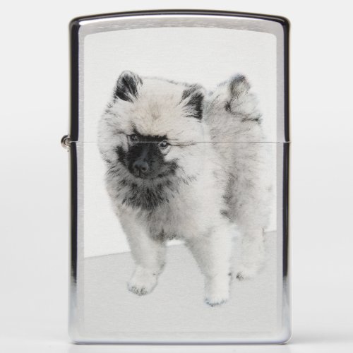 Keeshond Puppy Drawing _ Cute Original Dog Art Zippo Lighter