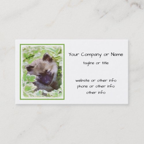 Keeshond Puppy in the Garden Painting Original Art Business Card
