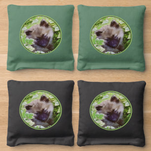 Keeshond Puppy in the Garden Painting Original Art Cornhole Bags