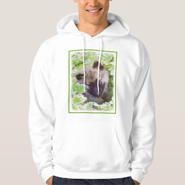 Keeshond Puppy in the Garden Painting Original Art Hoodie (Front)