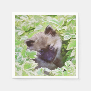 Keeshond Puppy in the Garden Painting Original Art Napkins
