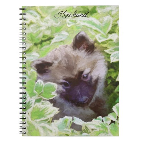 Keeshond Puppy in the Garden Painting Original Art Notebook