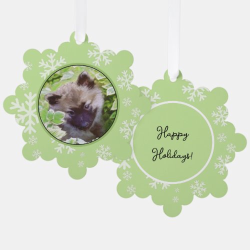 Keeshond Puppy in the Garden Painting Original Art Ornament Card