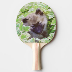 Keeshond Puppy in the Garden Painting Original Art Ping-Pong Paddle