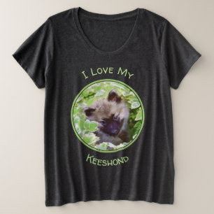 Keeshond Puppy in the Garden Painting Original Art Plus Size T-Shirt