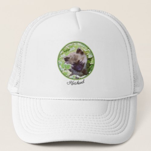 Keeshond Puppy in the Garden Painting Original Art Trucker Hat