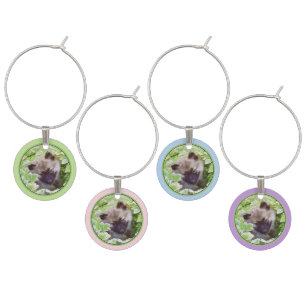 Keeshond Puppy in the Garden Painting Original Art Wine Charm