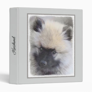 Keeshond Puppy Painting - Cute Original Dog Art 3 Ring Binder