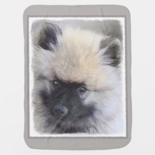 Keeshond Puppy Painting - Cute Original Dog Art Baby Blanket