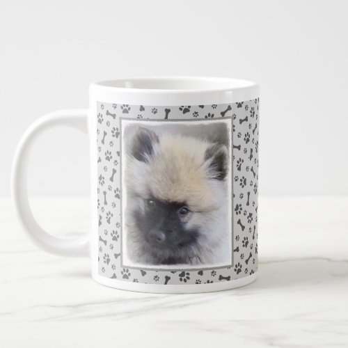 Keeshond Puppy Painting _ Cute Original Dog Art Giant Coffee Mug