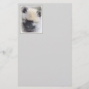 Keeshond Puppy Painting - Cute Original Dog Art Stationery