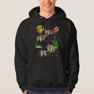 Keeshond Reindeer Christmas Dog Riding Santa Xmas Hoodie