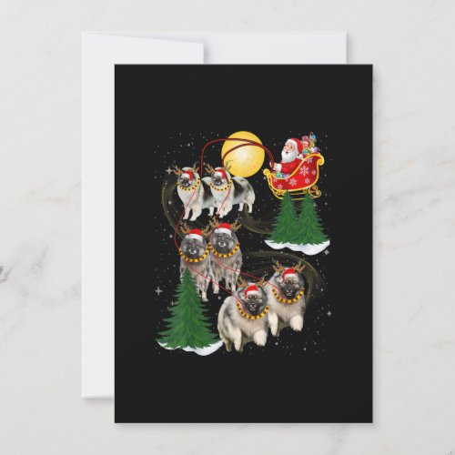 Keeshond Reindeer Christmas Dog Riding Santa Xmas Invitation