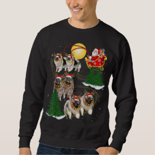 Keeshond Reindeer Christmas Dog Riding Santa Xmas Sweatshirt