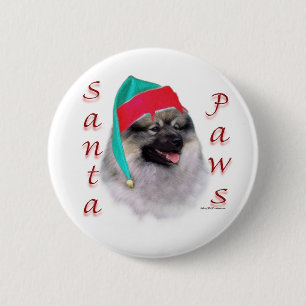 Keeshond Santa Paws Button