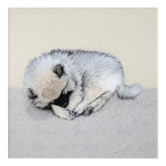 Keeshond Sleeping Puppy Painting Original Dog Art (Front)