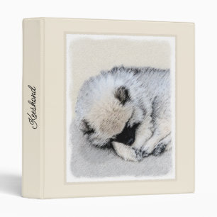 Keeshond Sleeping Puppy Painting Original Dog Art 3 Ring Binder