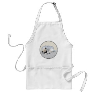 Keeshond Sleeping Puppy Painting Original Dog Art Adult Apron
