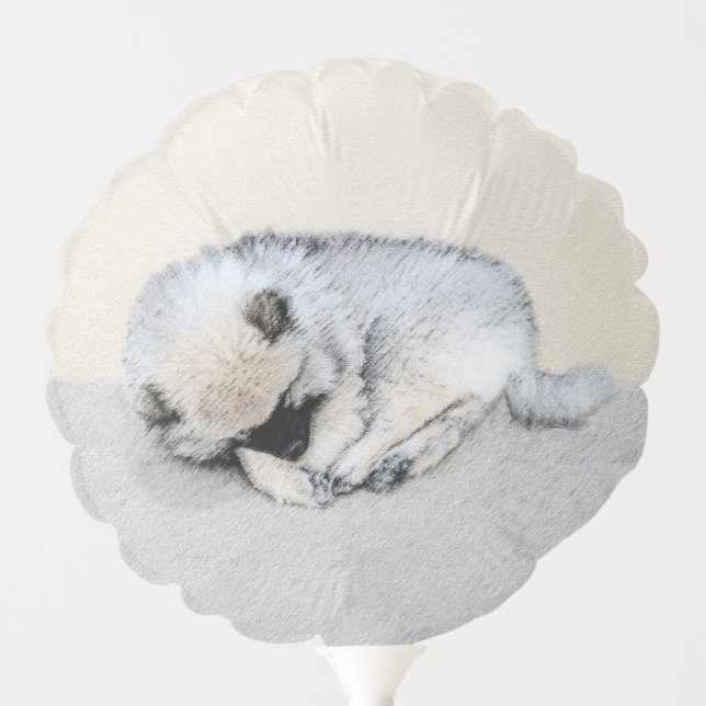 Keeshond Sleeping Puppy Painting Original Dog Art Balloon (Front)